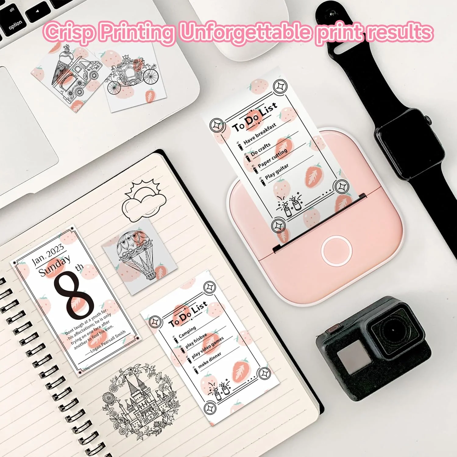 Phomemo 53mm Pattern Sticker 20-Year-Lasting Strawberry Milk Thermal Paper for T02/M02X/M832丨3 Rolls - Image 6
