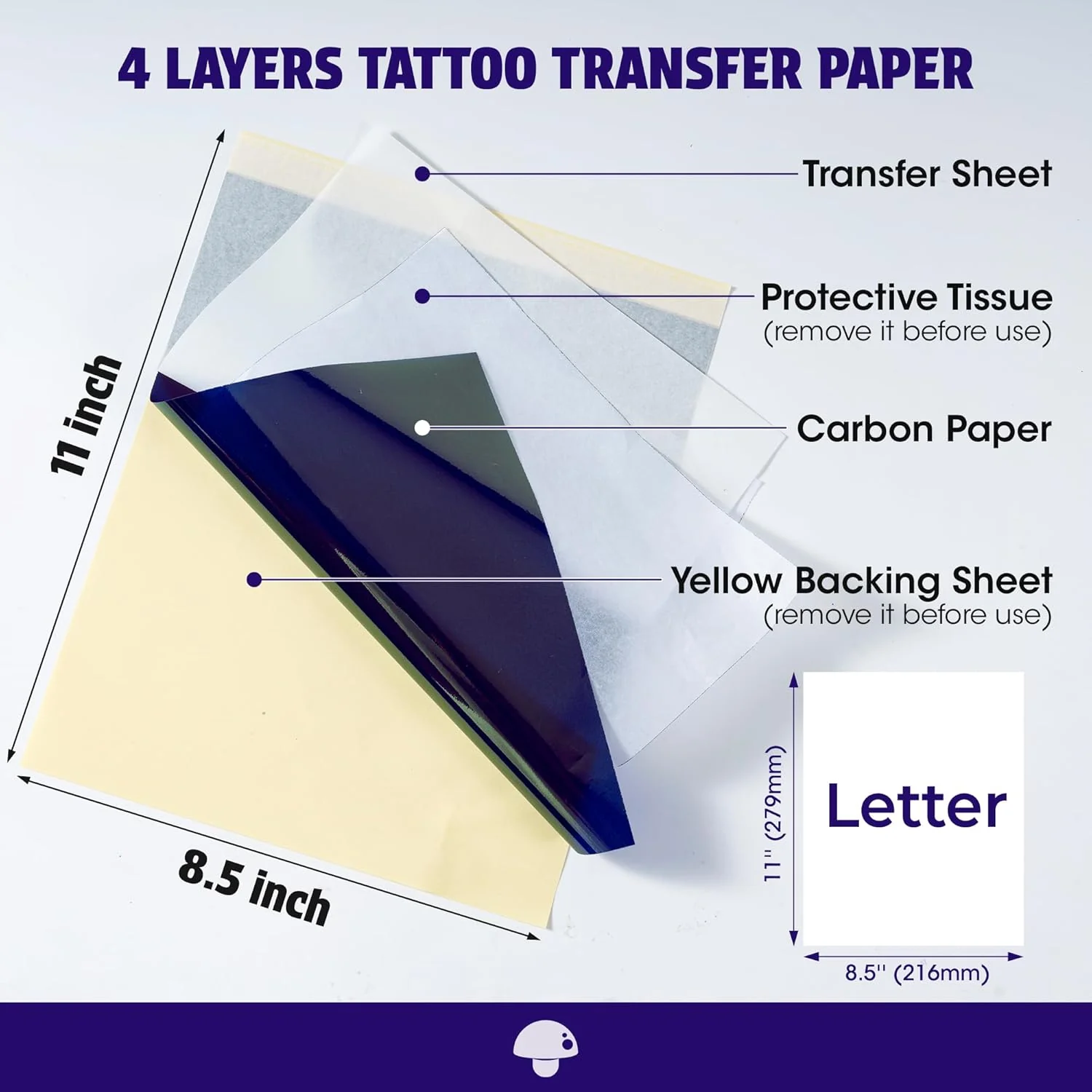 Phomemo Tattoo Transfer Paper 8.5" X 11" - 100 Sheets of Tattoo Stencil Paper, for Tattoo Transfer Kit - Commercial & Personal Use, Compatible with TP81, Standard Printer, Itari A886, TATTMUSE, BESTECCT Tattoo Machines - Image 2
