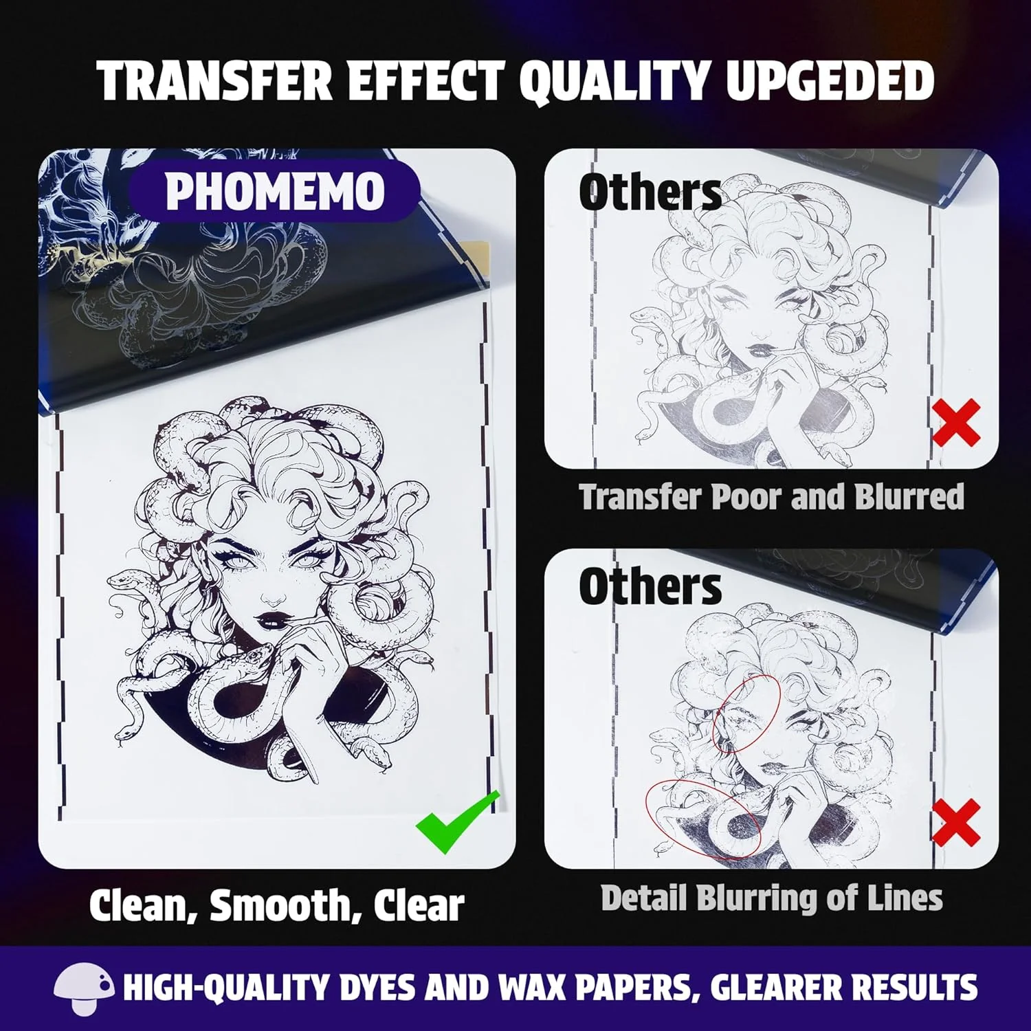 Phomemo Tattoo Transfer Paper 8.5" X 11" - 100 Sheets of Tattoo Stencil Paper, for Tattoo Transfer Kit - Commercial & Personal Use, Compatible with TP81, Standard Printer, Itari A886, TATTMUSE, BESTECCT Tattoo Machines - Image 4