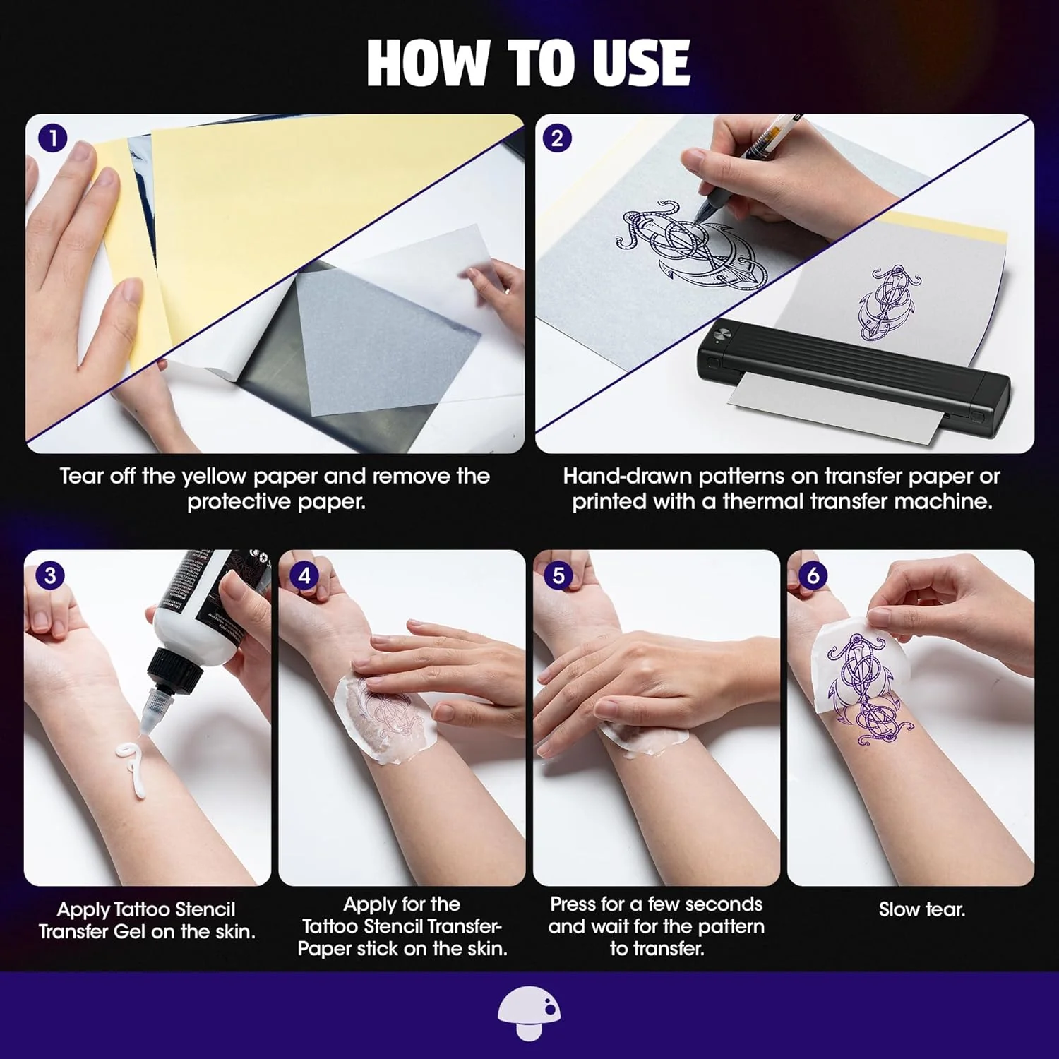 Phomemo Tattoo Transfer Paper 8.5" X 11" - 100 Sheets of Tattoo Stencil Paper, for Tattoo Transfer Kit - Commercial & Personal Use, Compatible with TP81, Standard Printer, Itari A886, TATTMUSE, BESTECCT Tattoo Machines - Image 5