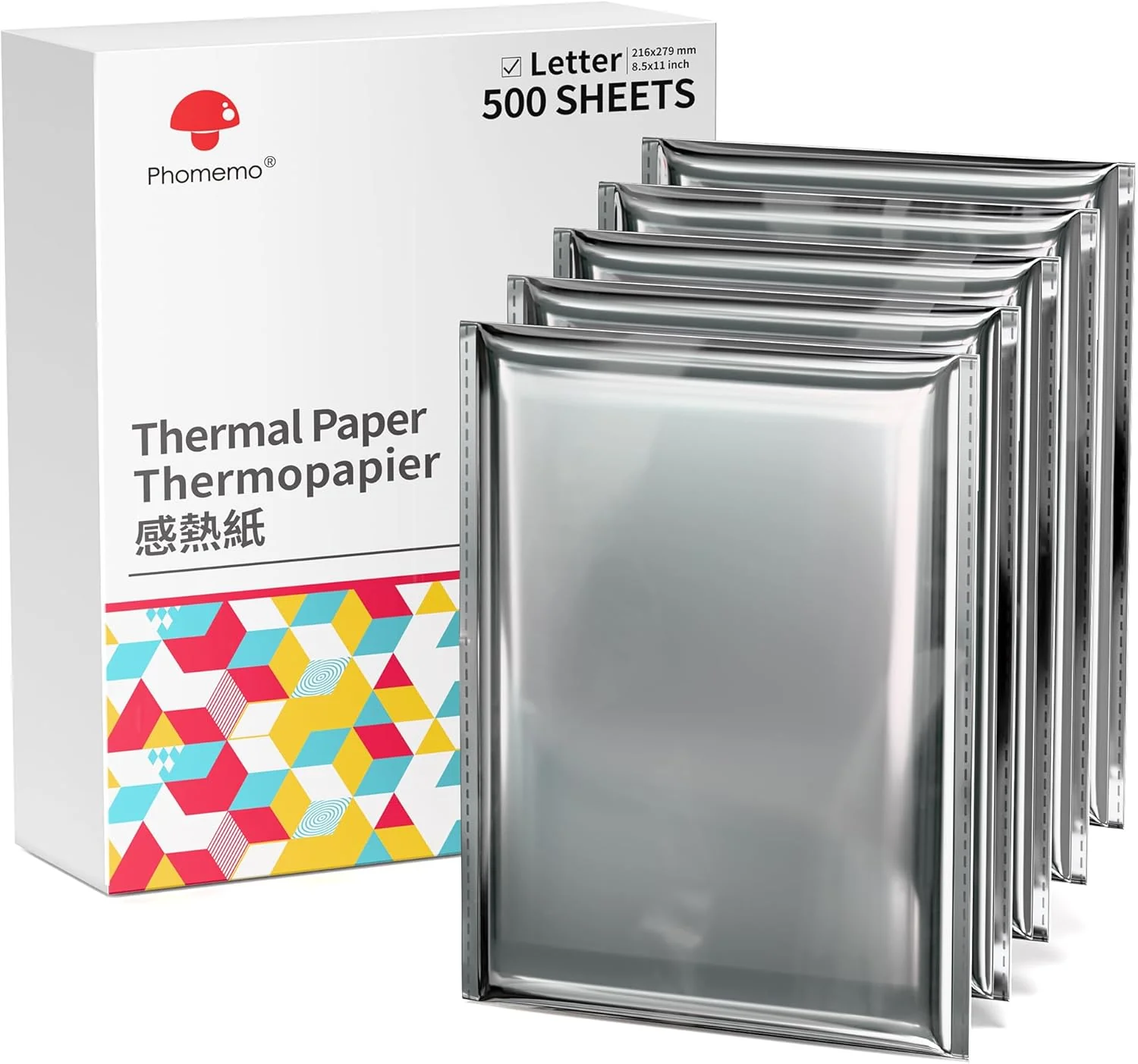 Phomemo Thermal Printer Paper 8.5 x 11 Inch, Advanced Thermal Printing US Letter Paper, Compatible with D810, M08F-Letter, M832, M834, A285M Portable Printer, Size 8.5" x 11", 5 Ream Case - 500 Sheets,for standard printer