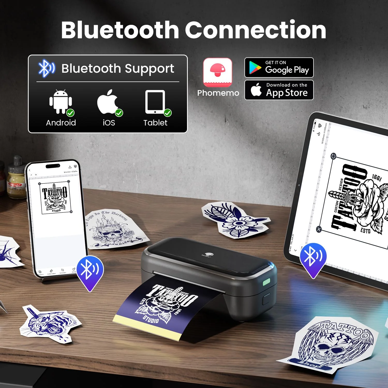 Phomemo TP31 Tattoo Stencil Printer, Mini Tattoo Printer with 30pcs Transfer Paper,Bluetooth Tattoo Machines Printers for Tattoo Beginners & Artists, Compatible with Tablet,Smartphone - Image 5