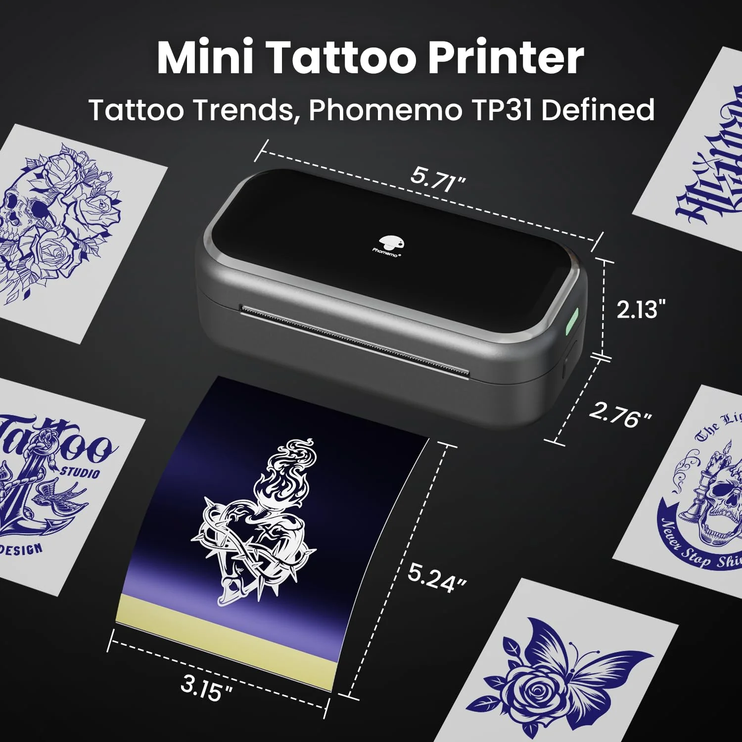 Phomemo TP31 Tattoo Stencil Printer, Mini Tattoo Printer with 30pcs Transfer Paper,Bluetooth Tattoo Machines Printers for Tattoo Beginners & Artists, Compatible with Tablet,Smartphone - Image 6