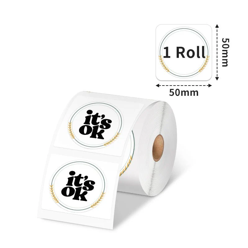 Phomemo 50×50mm Transparent Round Flower Pattern Label For M110/M120/M150/M200/M220/M221 - 1 Roll - Image 2