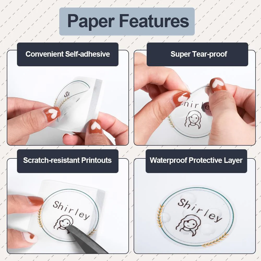 Phomemo 50×50mm Transparent Round Flower Pattern Label For M110/M120/M150/M200/M220/M221 - 1 Roll - Image 3