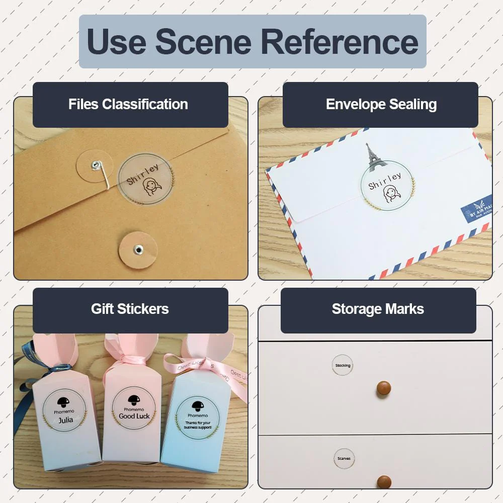 Phomemo 50×50mm Transparent Round Flower Pattern Label For M110/M120/M150/M200/M220/M221 - 1 Roll - Image 6