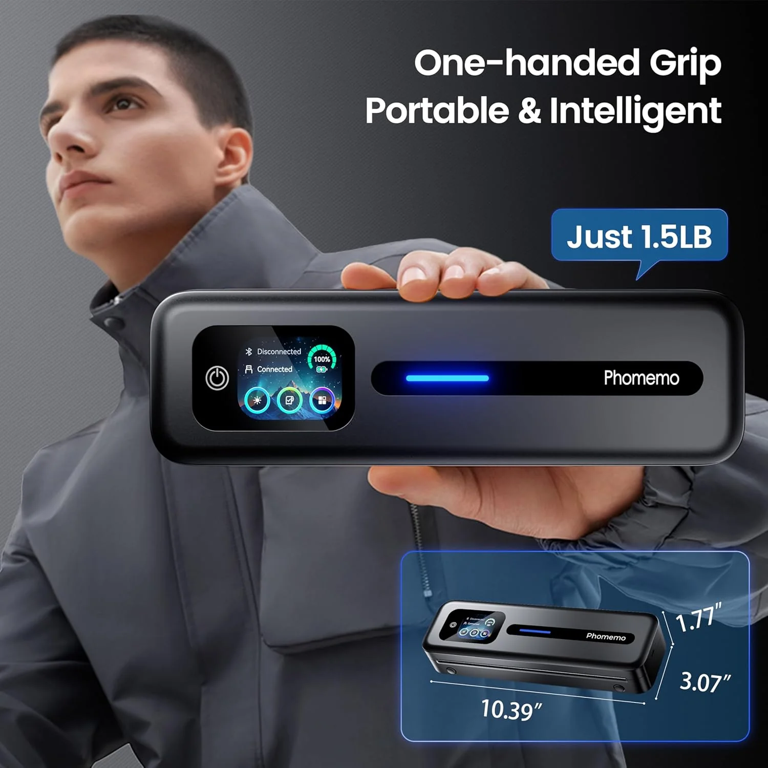 Phomemo Upgraded Portable Printer with Touchscreen, M832D Bluetooth Wireless Thermal Inkless Printer, Supports 8.5"x11" US Letter & A4, Compatible with iOS, Android, PC for Travel, Black - Image 6