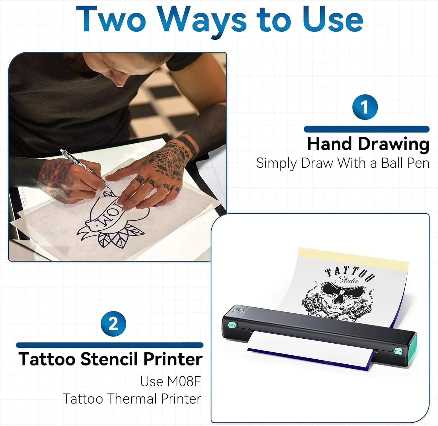 Phomemo (Upgraded) Tattoo Stencil Paper, 110 Sheets A4 Size Tattoo Transfer Paper for Tattoo Supplies Kit, Compatible with M08F, TP81, Itari A886 Tattoo Stencil Printer for Tattoo Artists & Beginners - Image 3