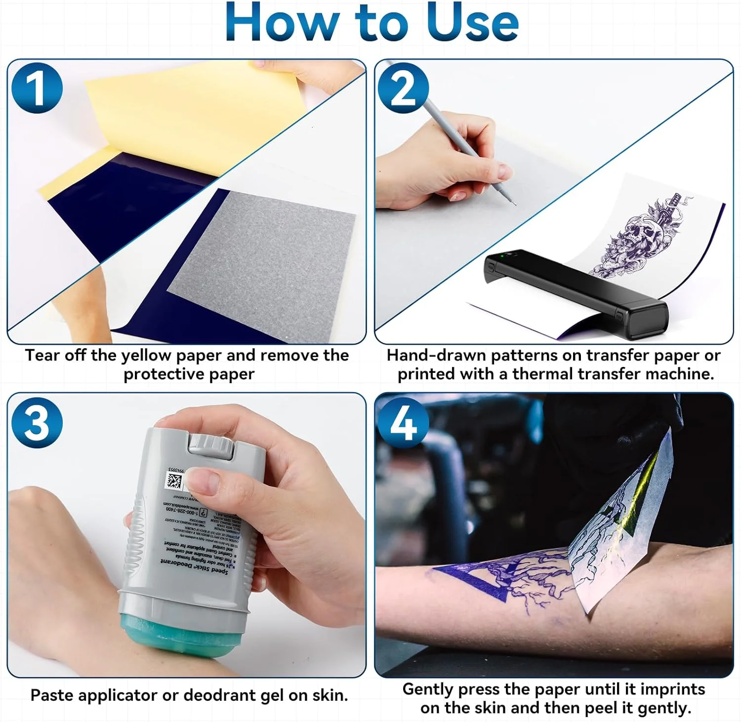 Phomemo (Upgraded) Tattoo Stencil Paper, 110 Sheets A4 Size Tattoo Transfer Paper for Tattoo Supplies Kit, Compatible with M08F, TP81, Itari A886 Tattoo Stencil Printer for Tattoo Artists & Beginners - Image 4