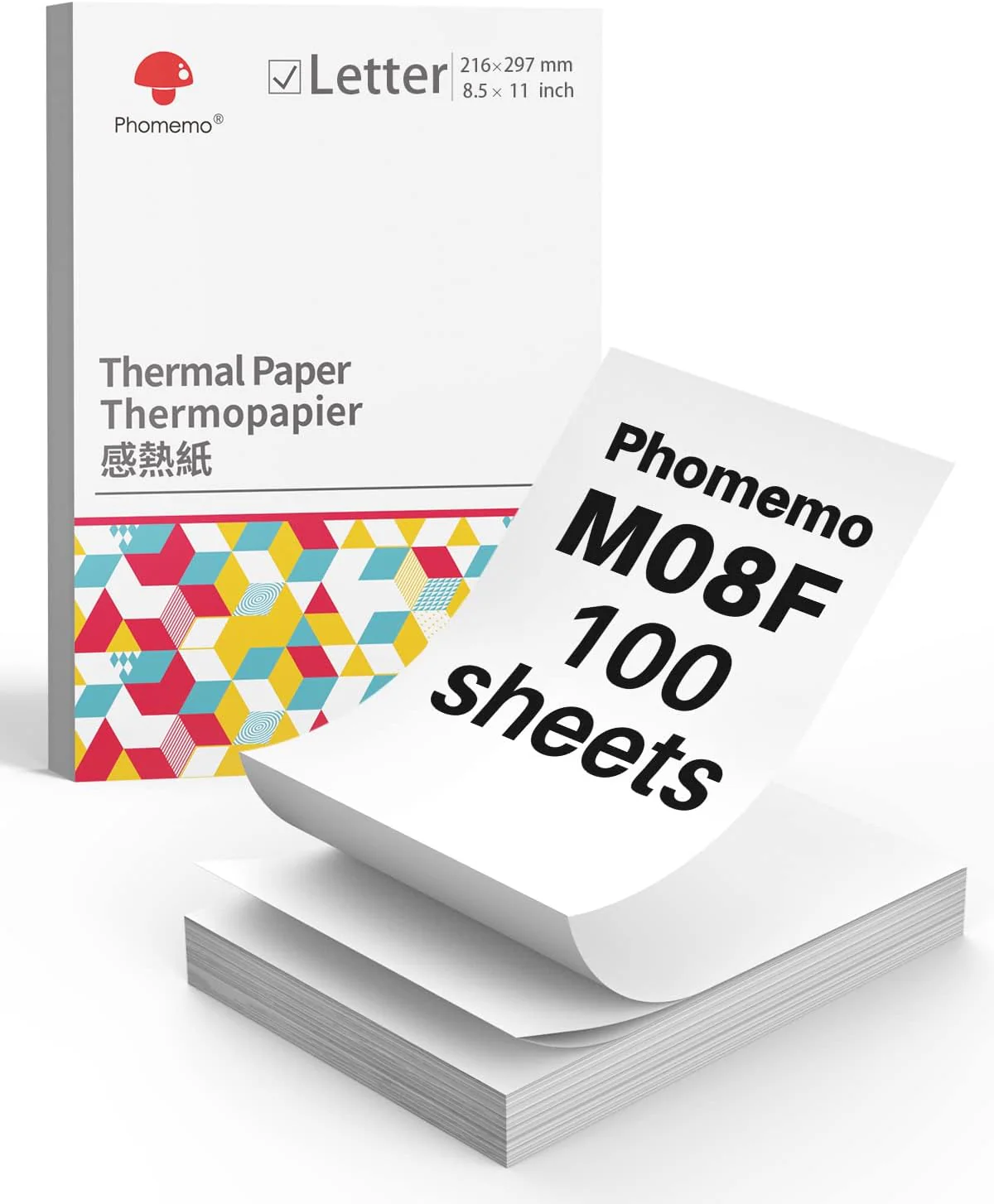 Phomemo US Letter Folding Thermal Paper,Continuous Phomemo M08F Thermal Paper,Compatible with COLORWING M08F, M832, M834, , Standard Printer, Compatible with HPRT MT800/MT800Q Printer, Size 8.5" x 11",100 Sheets