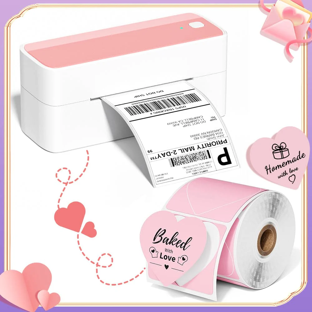 Phomemo 💘3" Pink Heart Thermal Labels for Shipping Label Printer - Image 3