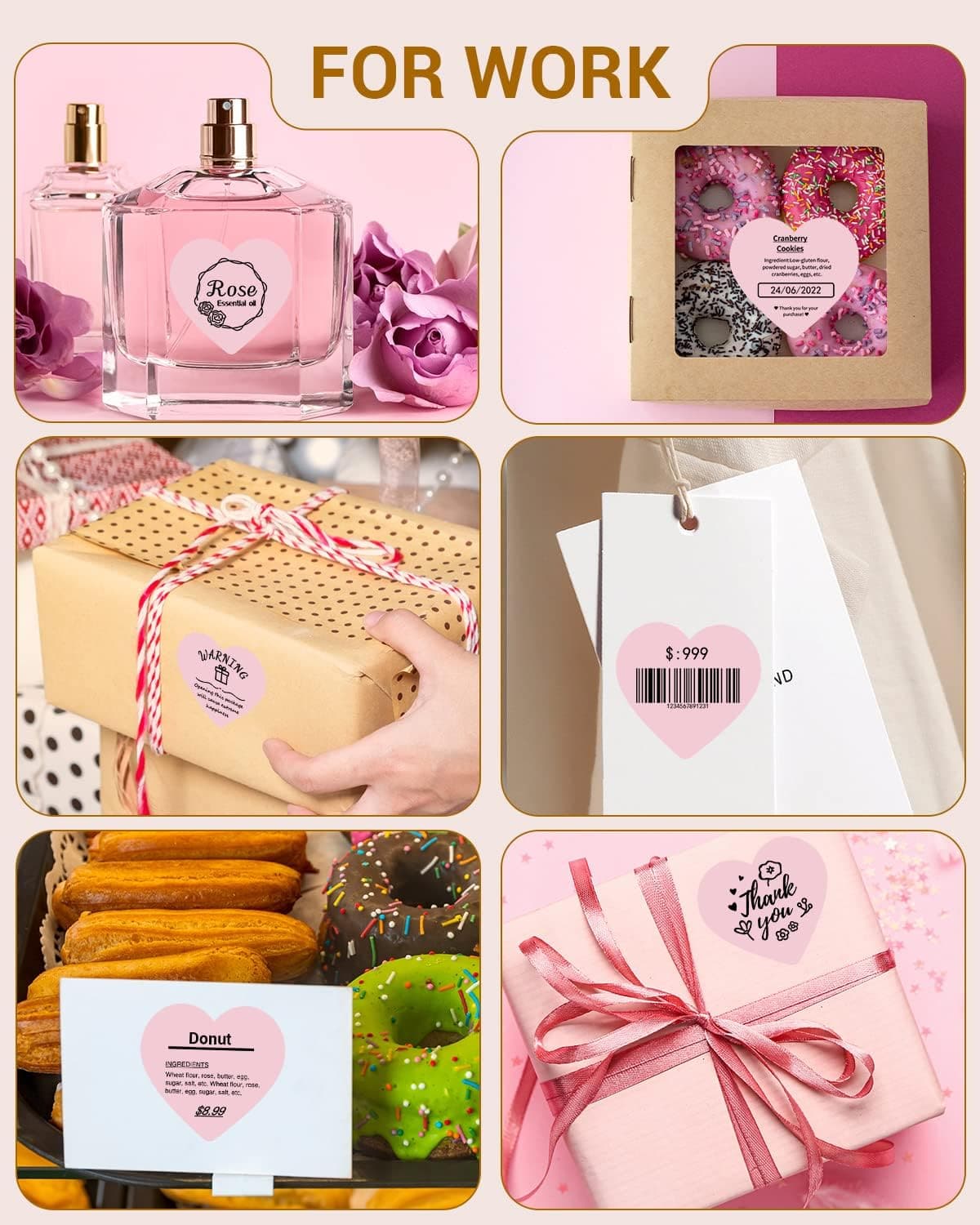 Phomemo 💘3" Pink Heart Thermal Labels for Shipping Label Printer - Image 5
