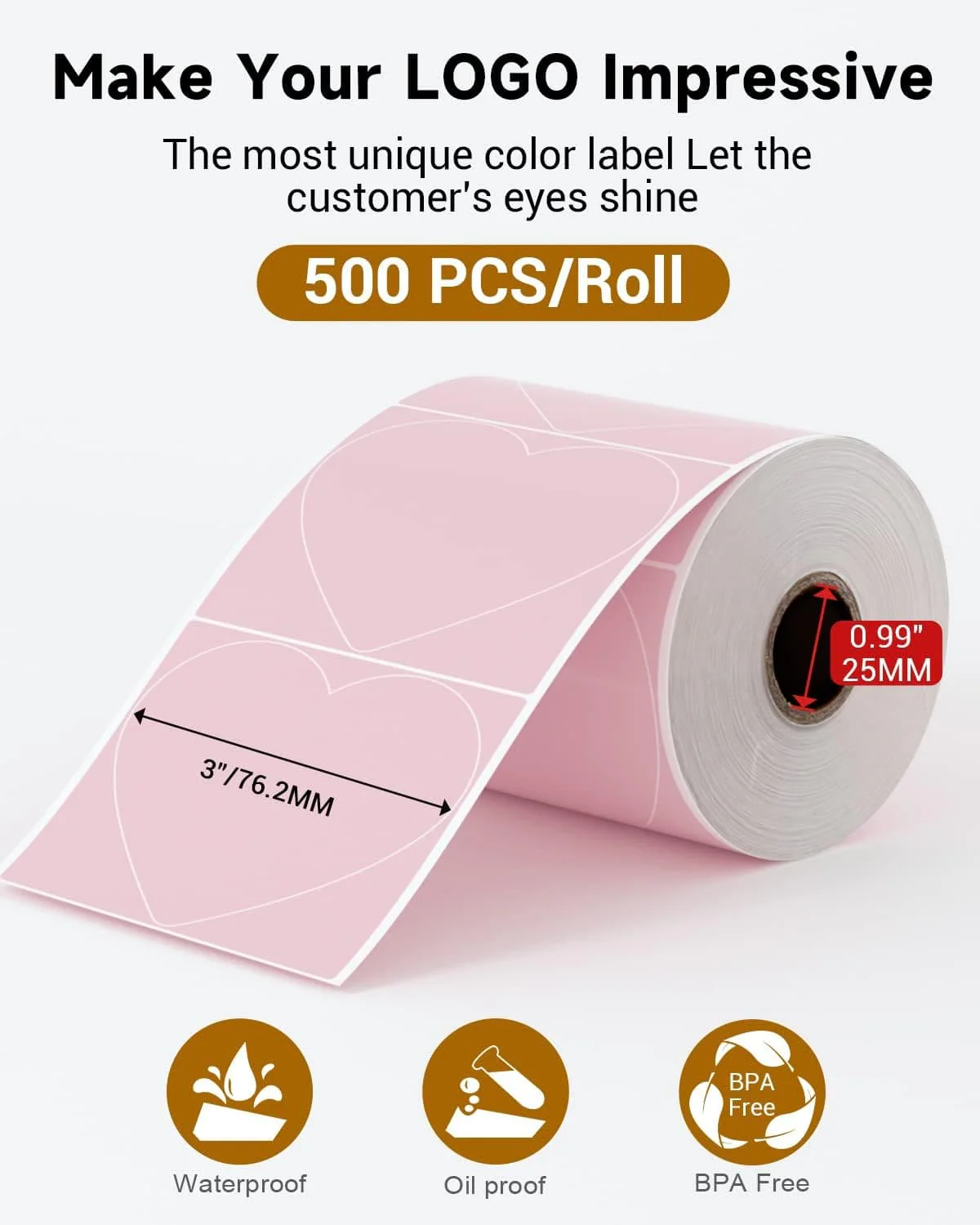 Phomemo 💘3" Pink Heart Thermal Labels for Shipping Label Printer - Image 6
