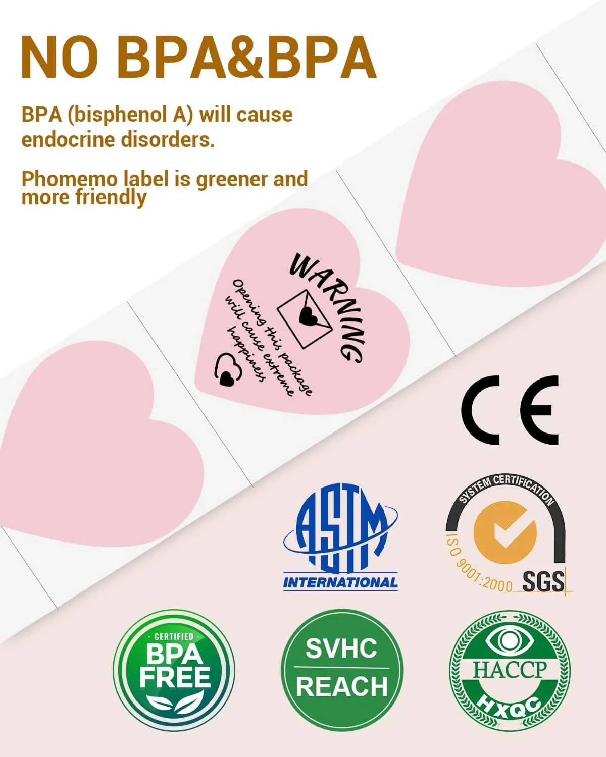 Phomemo 💘3" Pink Heart Thermal Labels for Shipping Label Printer - Image 8