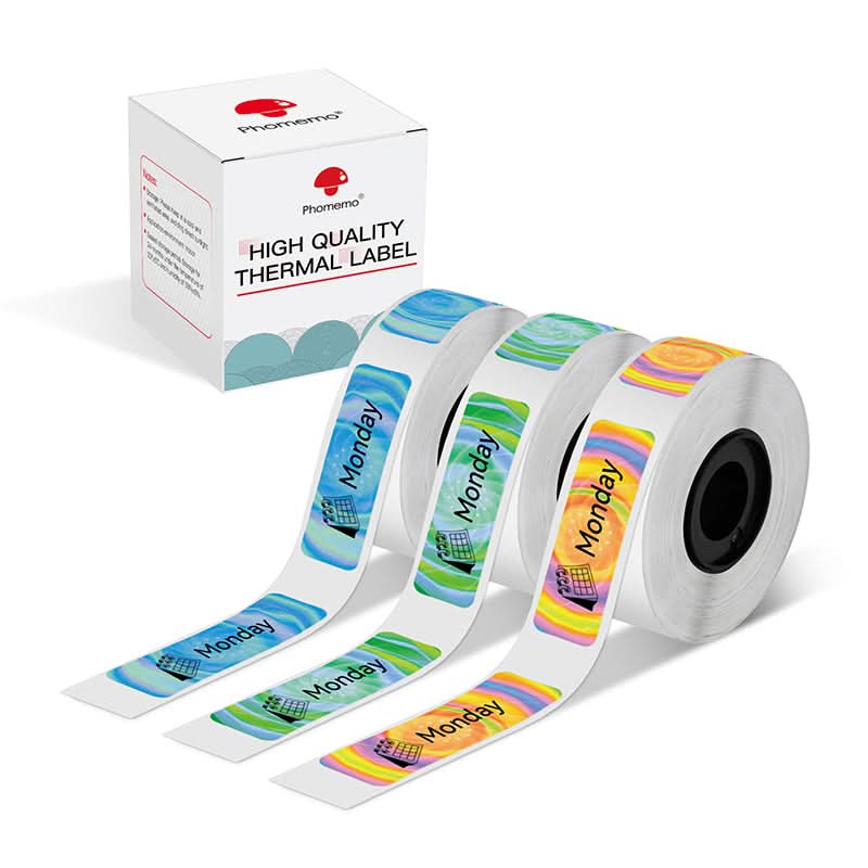 Phomemo 12x40mm Pink&Green&Blue Patterns Labels for D30/D35/Q30/Q30S