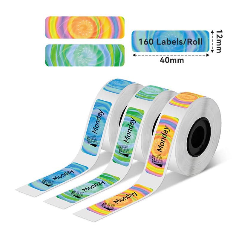 Phomemo 12x40mm Pink&Green&Blue Patterns Labels for D30/D35/Q30/Q30S - Image 2