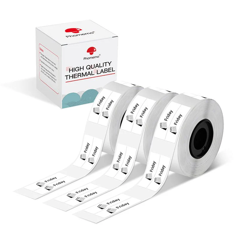 Phomemo 6x22mm Black on White Double-Row Labels for D30/D35/Q30/Q30S