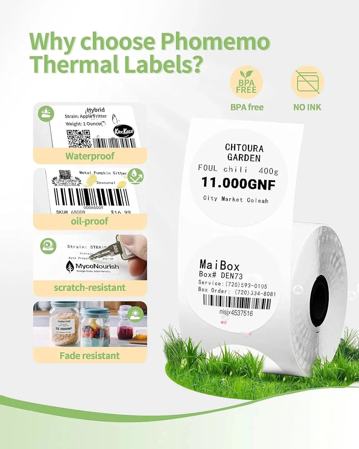 Phomemo 25×15mm White Thermal Label For M110/M120/M200/M220/M221/M150-1 Roll - Image 3
