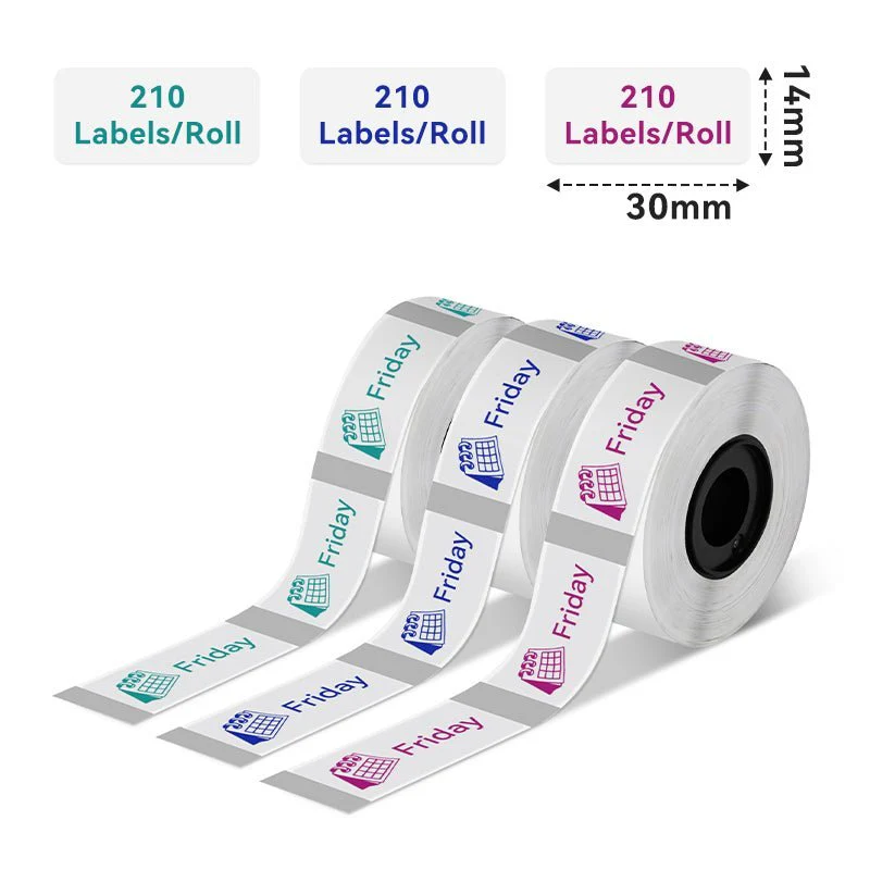 Phomemo 14x30mm Green&Blue&Red on Transparent Labels for D30/D35/Q30/Q30S - Image 2