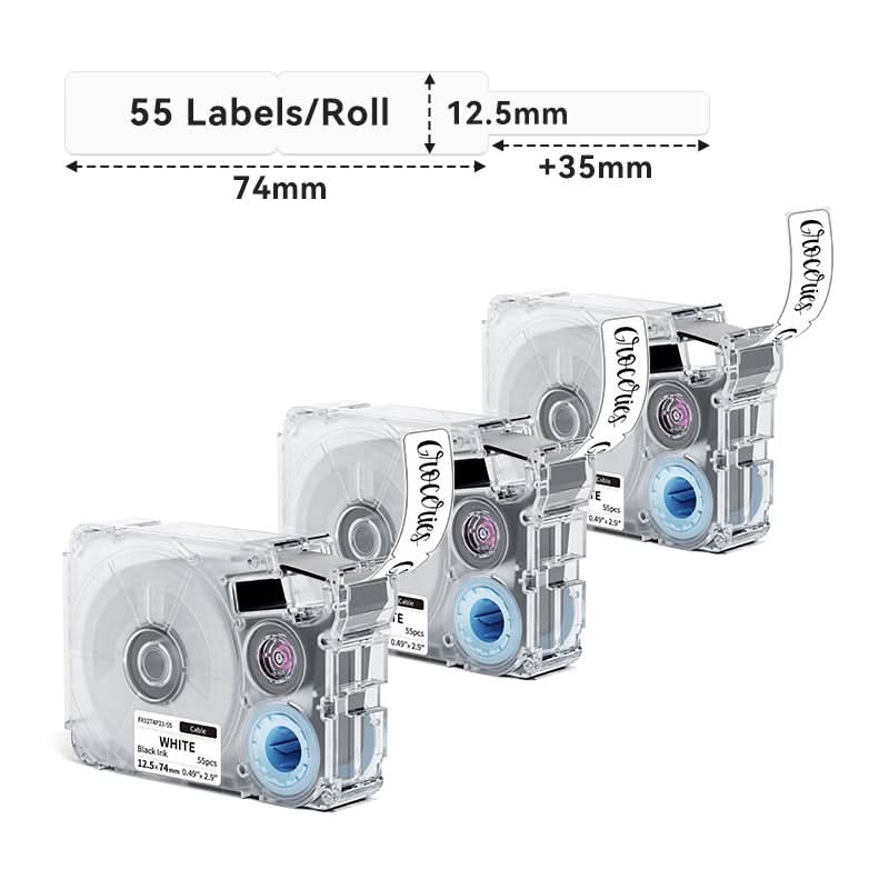 Phomemo 12.5mmx74mm+35mm Black on White Cable Label Tapes for P15/A30 - Image 2