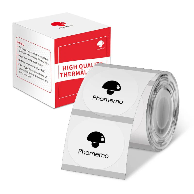 Phomemo 40×40mm Clear Round Label for M200/M220/M150/M120/M110/M221 Label Maker