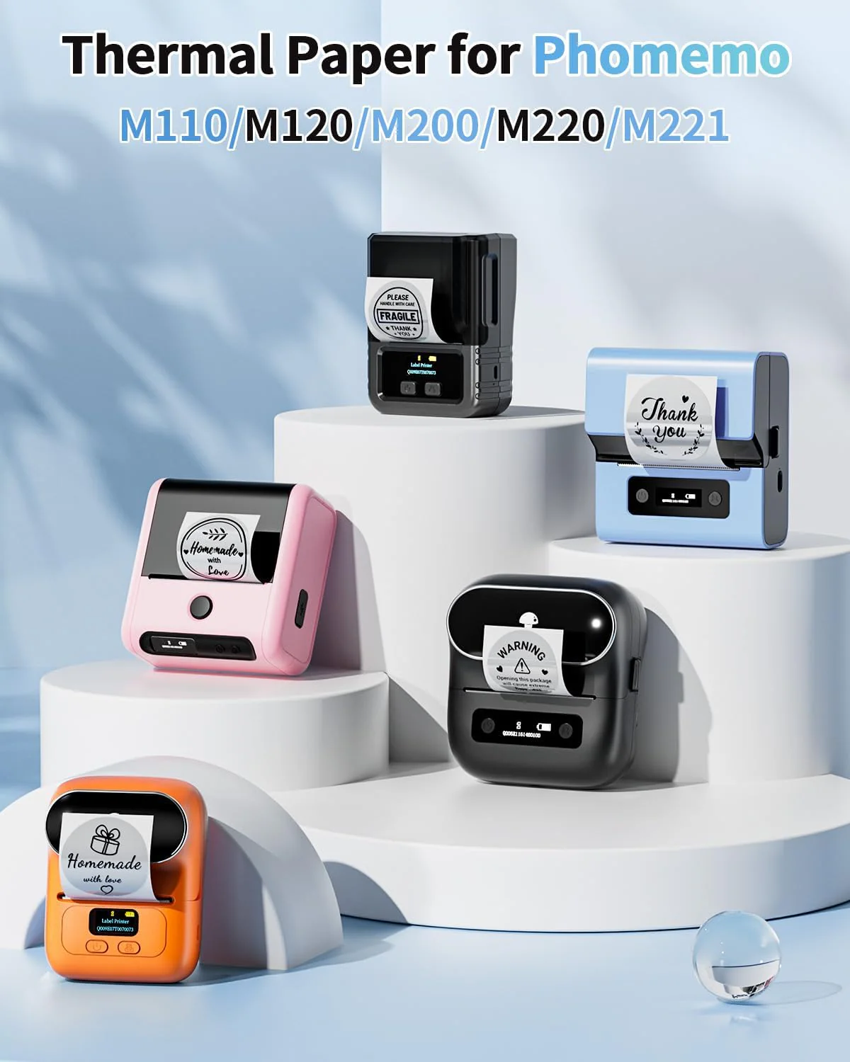 Phomemo 40×40mm Clear Round Label for M200/M220/M150/M120/M110/M221 Label Maker - Image 3