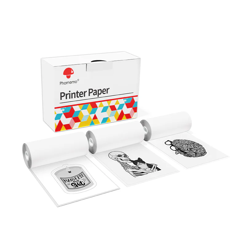 Phomemo 53mm White/Semi-transparent/Transparent Sticker Thermal Paper for M02/M02S/M02Pro/M03/M04S/M04AS/M832/P2S丨3 Rolls