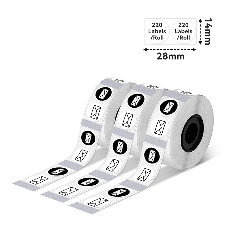 Phomemo 14x28mm White&Transparent Round Label for D30/D35/Q30/Q30S - Image 3